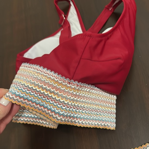 Blooming Jelly High Waisted Triangle Color Block Two Piece Tummy Control Size M - Picture 10 of 15